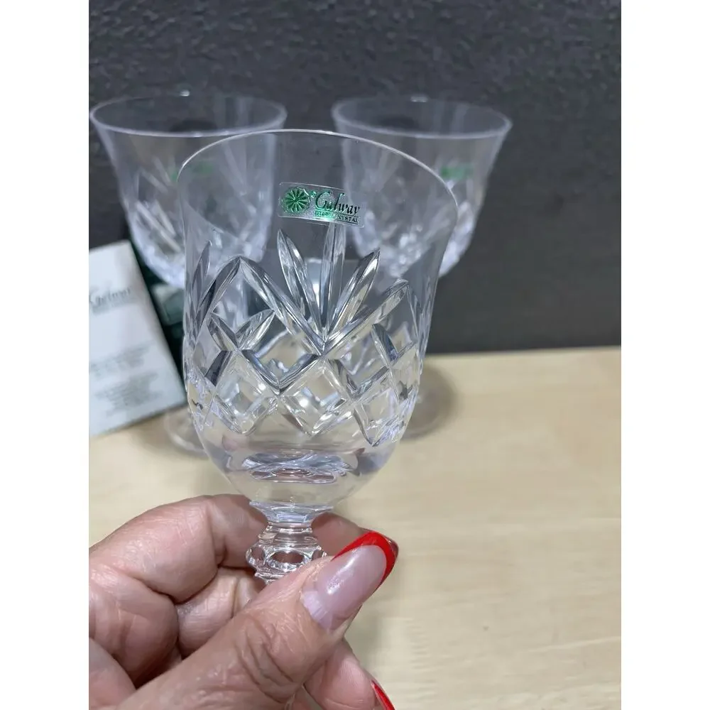 Galway ORANMORE Red Wine Irish Crystal Glasses Set of 3